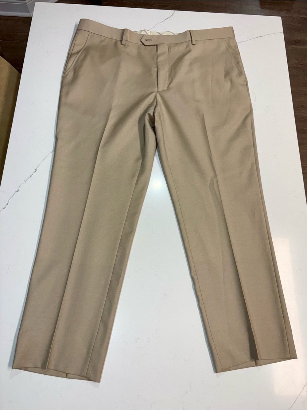 Mantoni Finest Men's Classic Dress No Pleat Pants - Beige Size 40